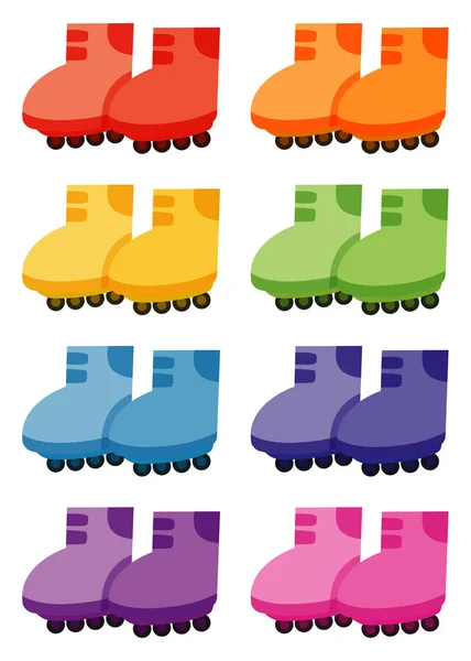 Rollschuhset in verschiedenen Farben — Stockvektor