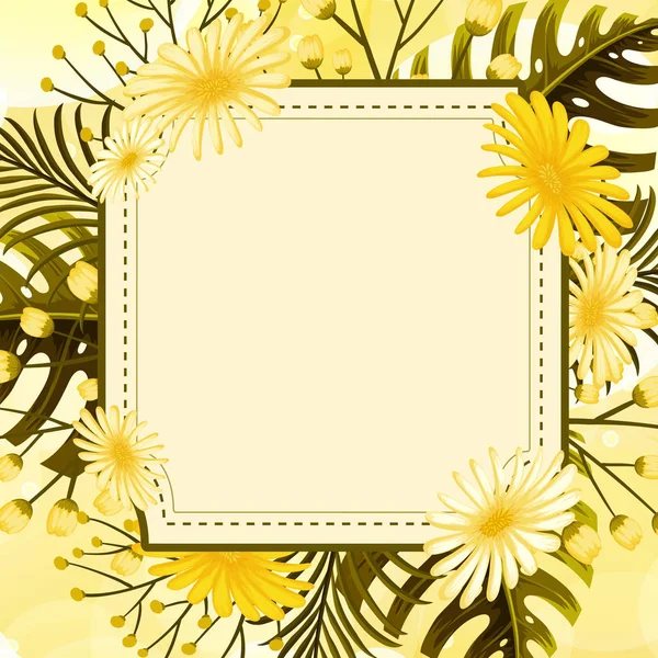Background design with yellow flowers frame — Stock Vector