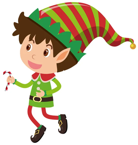 Personagem único de elfo de Natal no fundo branco — Vetor de Stock