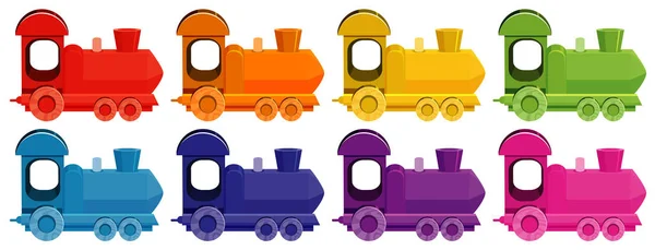 Set of train in eight colors — Stock Vector