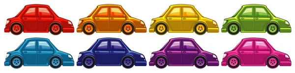 Set auto 's in acht verschillende kleuren — Stockvector