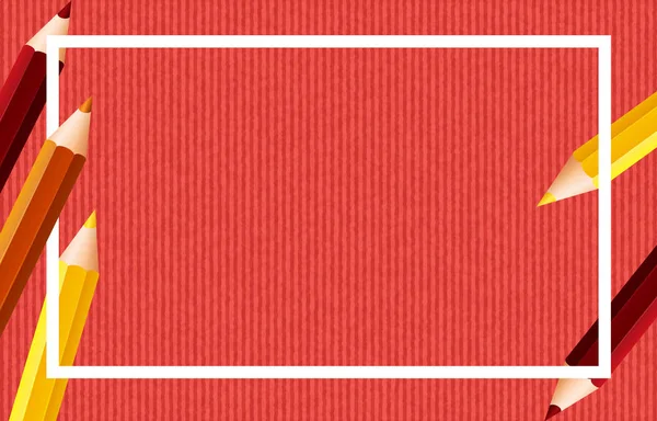 Diseño de plantilla de marco con lápices de color en rojo — Archivo Imágenes Vectoriales