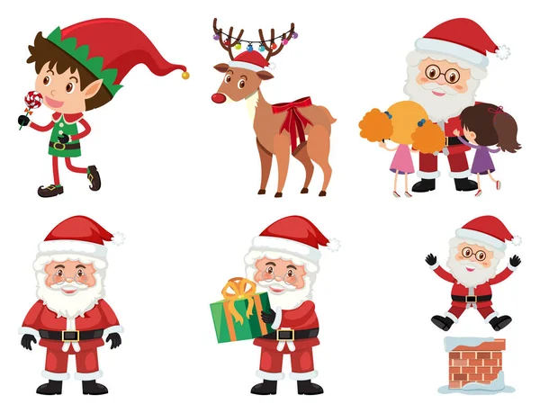 Christmas set with Santa and reindeer — Stock Vector