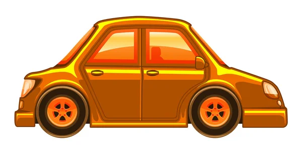 Imagen individual de coche en color amarillo — Vector de stock