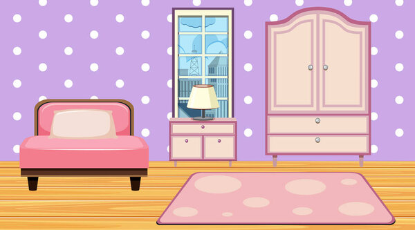 Room with pink furniture and carpet