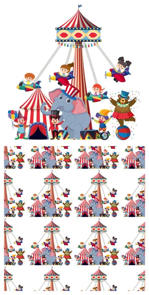 Безшовний дизайн фону з цирковими атракціонами та тваринами — стоковий вектор