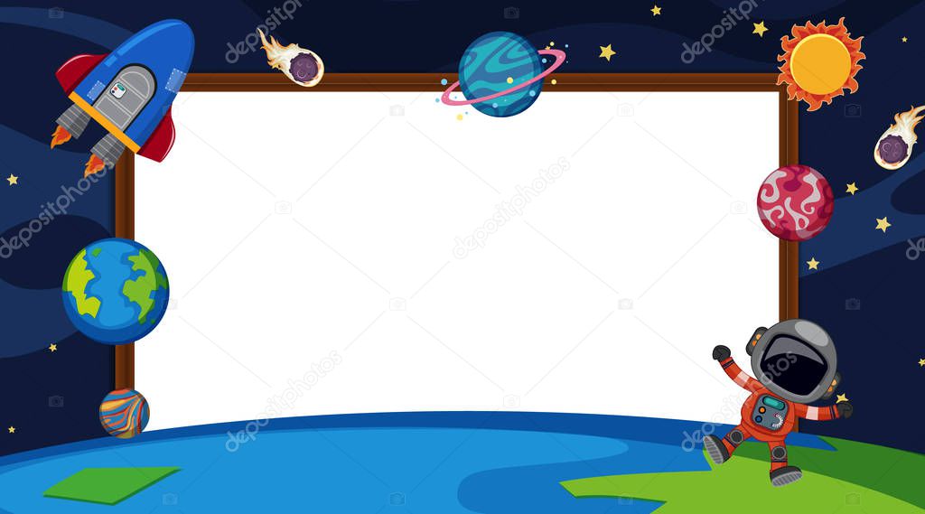 Border template with planets in space background