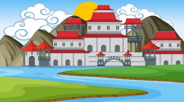 Asya kalesi ile bir açık hava sahnesi