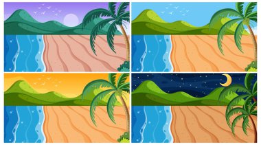Background scene with beaches at different times