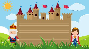 Border template with king and queen at the castle
