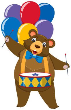 Beyaz kuyruklu balonlu sirk ayısı karakteri