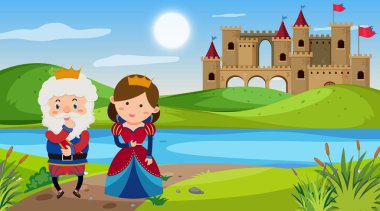 Masallar ülkesinde kral ve kraliçeyle sahne