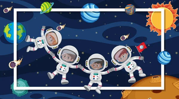 Cena de fundo com astronautas no espaço —  Vetores de Stock