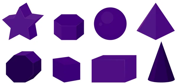 Satz geometrischer Formen in lila Farbe — Stockvektor