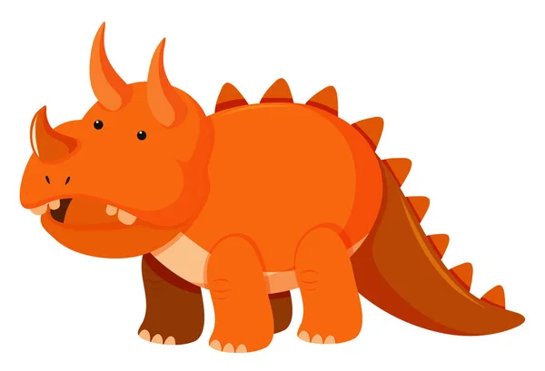 Imagen individual de triceratops en naranja — Vector de stock