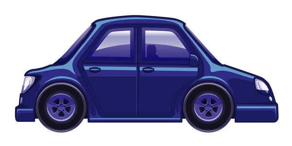 Gambar tunggal mobil biru pada latar belakang putih - Stok Vektor