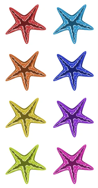 Conjunto de estrellas de mar en diferentes colores — Vector de stock