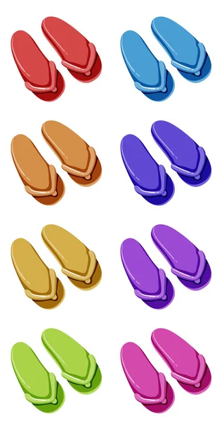 Uppsättning sandaler i olika färger — Stock vektor