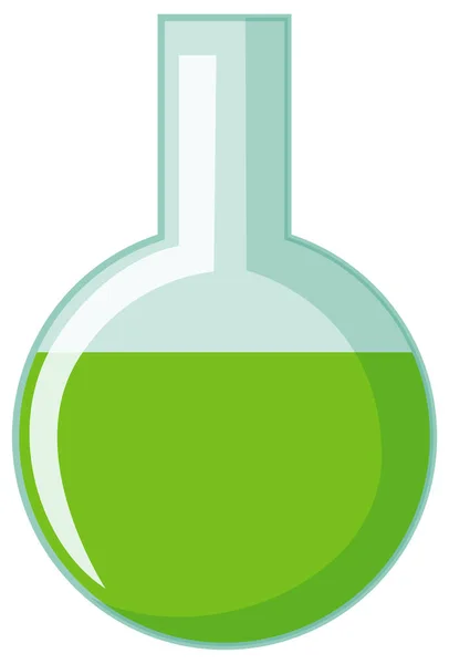 Rund kolv med grön kemikalie inuti — Stock vektor
