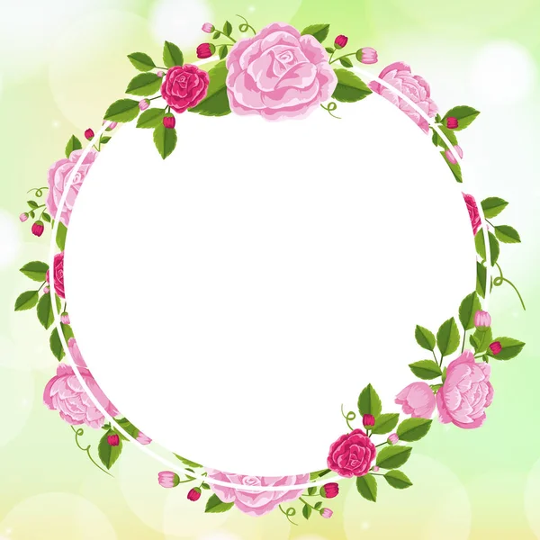Diseño de plantilla de marco con rosas — Archivo Imágenes Vectoriales