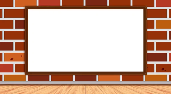 Blank whiteboard on brick wall — 스톡 벡터