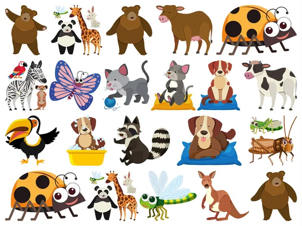Set of isolated objects theme animals — ストックベクタ