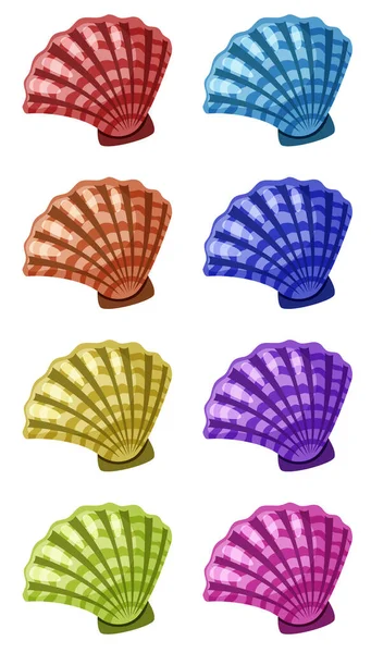 Conjunto de conchas em cores diferentes — Vetor de Stock