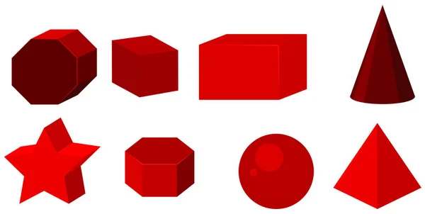 Satz geometrischer Formen in Rot — Stockvektor