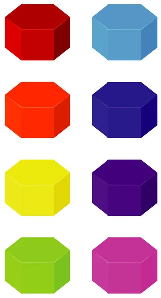 Conjunto de hexágono en diferentes colores — Vector de stock