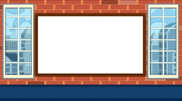 Whiteboard template on brick wall — 스톡 벡터