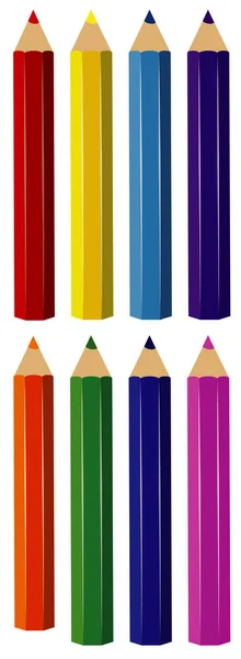 異なる色の色鉛筆のセット — ストックベクタ