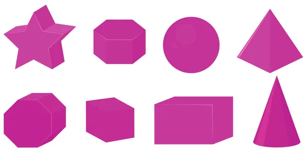 Olika geometriska former i rosa — Stock vektor