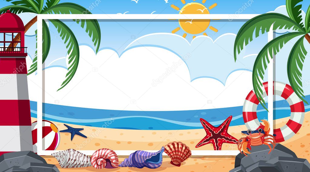 Border template with beach scene in background