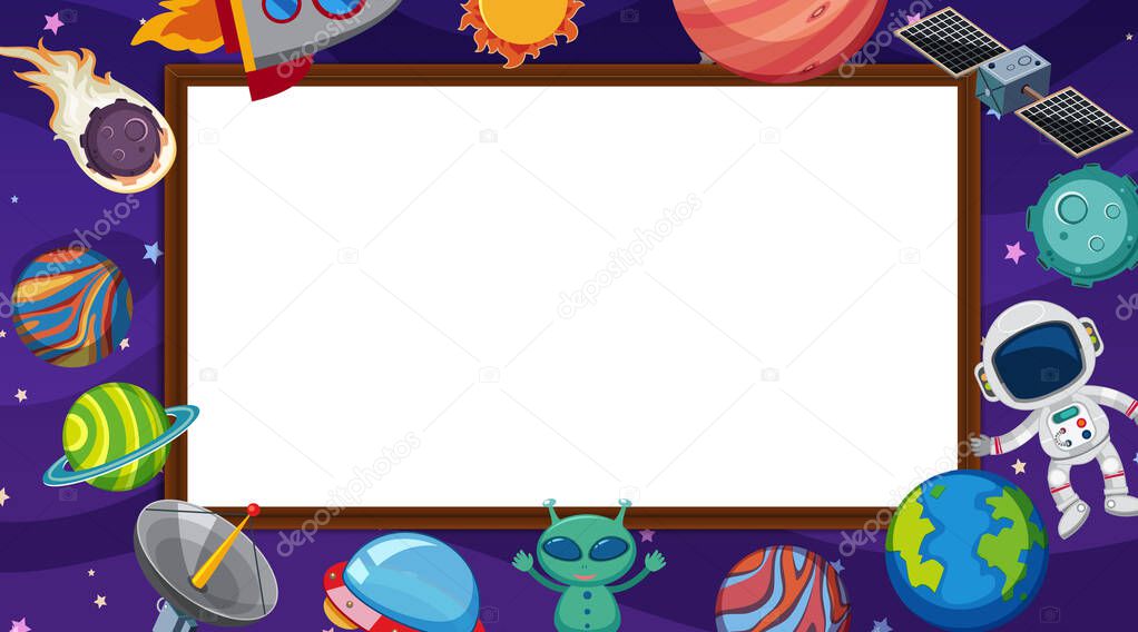 Border template with space theme in background