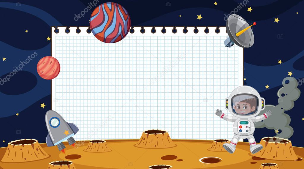 Border template with planets in the space background