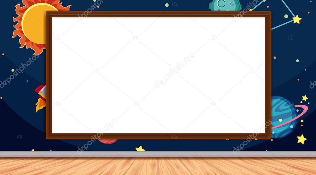 Border template with space theme background