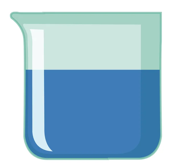 Bägare med blå kemikalie inuti — Stock vektor