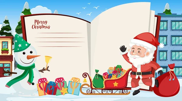 Weihnachtskarten-Vorlage mit Weihnachtsmann und Schneemann — Stockvektor