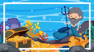 Border template with underwater theme in background