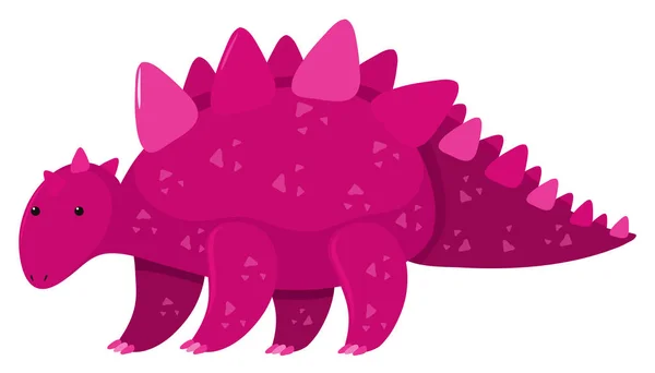 Imagen única de estegosaurio rosa sobre fondo blanco — Vector de stock