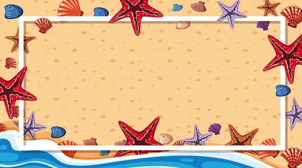 Border template with beach scene in background — 스톡 벡터