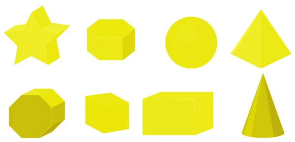 Ensemble de formes géométriques de couleur jaune — Image vectorielle