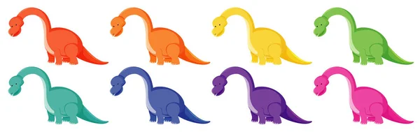 Brachiosaurus en ocho colores diferentes — Vector de stock