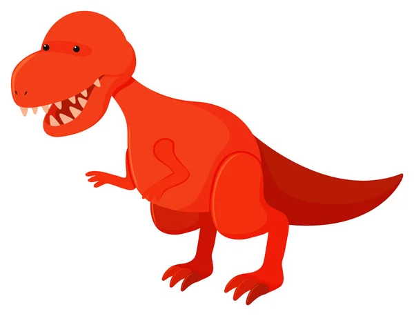 Gambar tunggal Tyrannosaurus rex berwarna merah - Stok Vektor