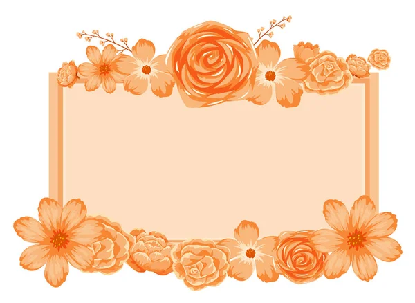 Background design with orange flowers frame — Stock Vector