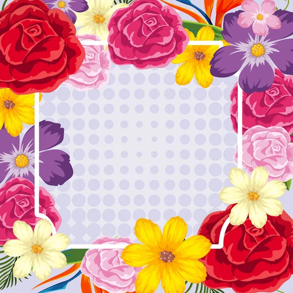Design de moldura com flores coloridas —  Vetores de Stock
