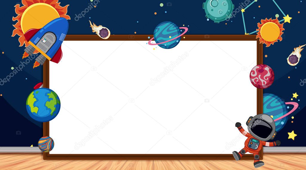 Border template with space theme in background