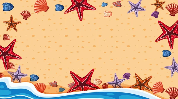 Modèle de bordure avec scène de plage en arrière-plan — Image vectorielle