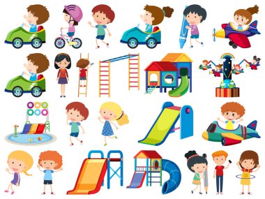Çocukların ve oyun alanının geniş izole nesneleri.