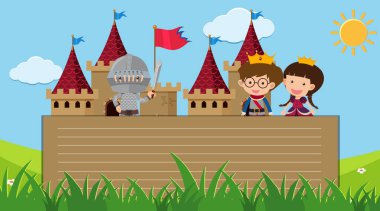 Paper template with prince and princess in background